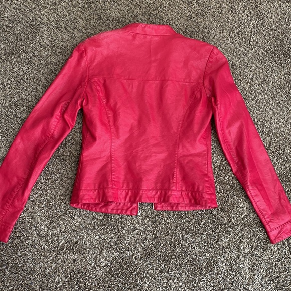 Guess Pink/Red Leather Jacket - Picture 4 of 5